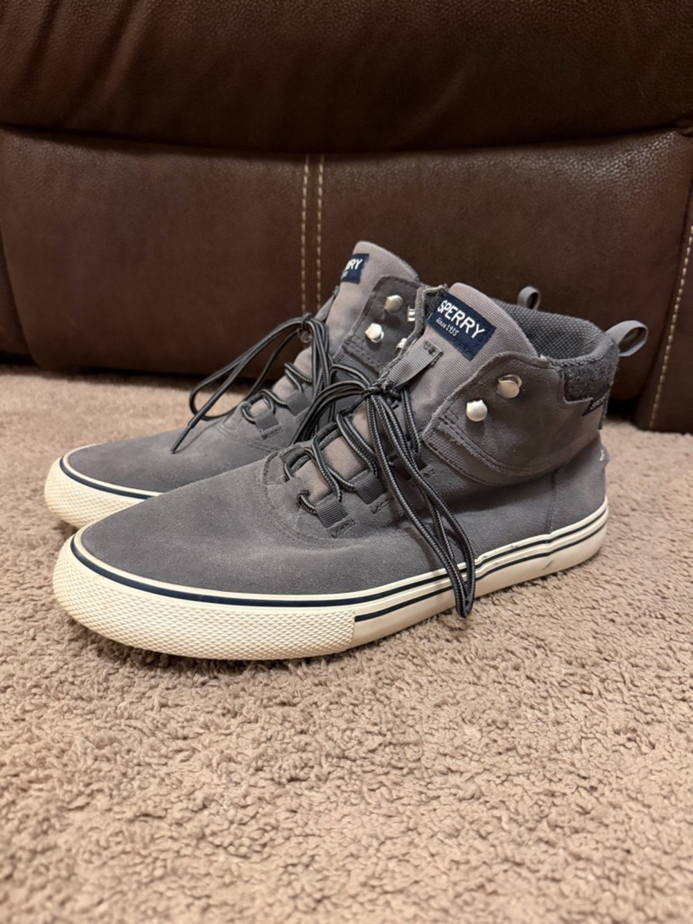 Sperry Top Sider Suede Wool Hi Top Waterproof Sneakers Men’s Size 11 Gray 22654